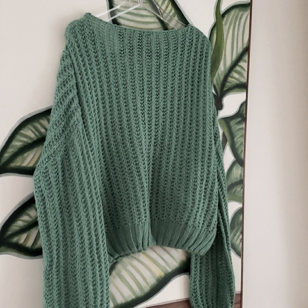 Forever 21 Womens Mint Green Long Sleeve Loose Cable Knit Soft Sweater Sz M - Picture 6 of 16